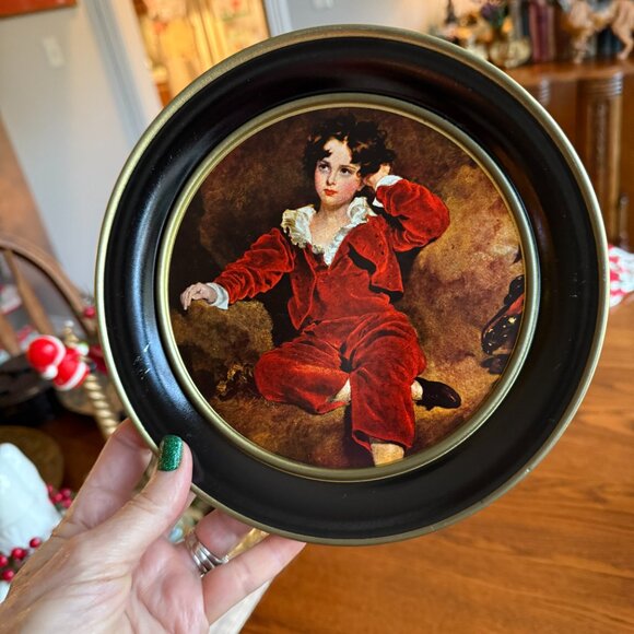 2 Vintage Tin Classic Picture of Blue Boy & Red Boy - Picture 9 of 15